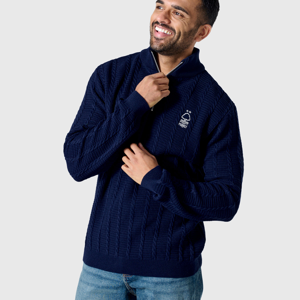 NFFC Navy Cable Knit 1/4 Zip Top