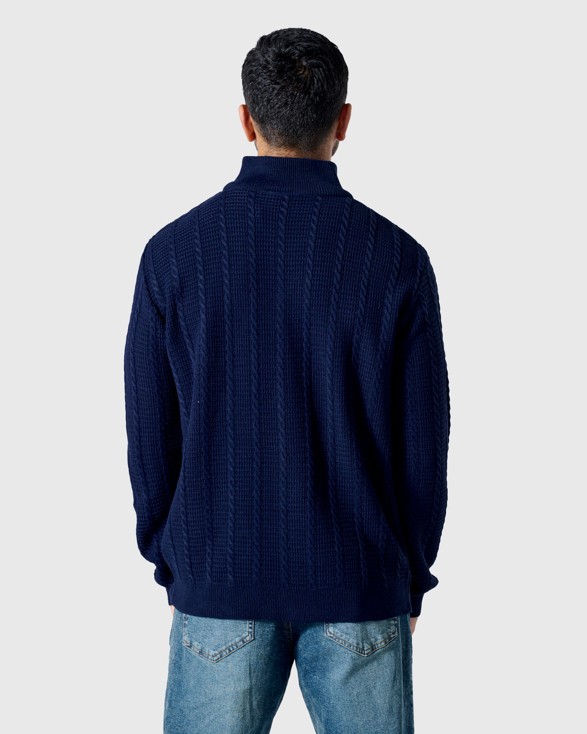 NFFC Navy Cable Knit 1/4 Zip Top