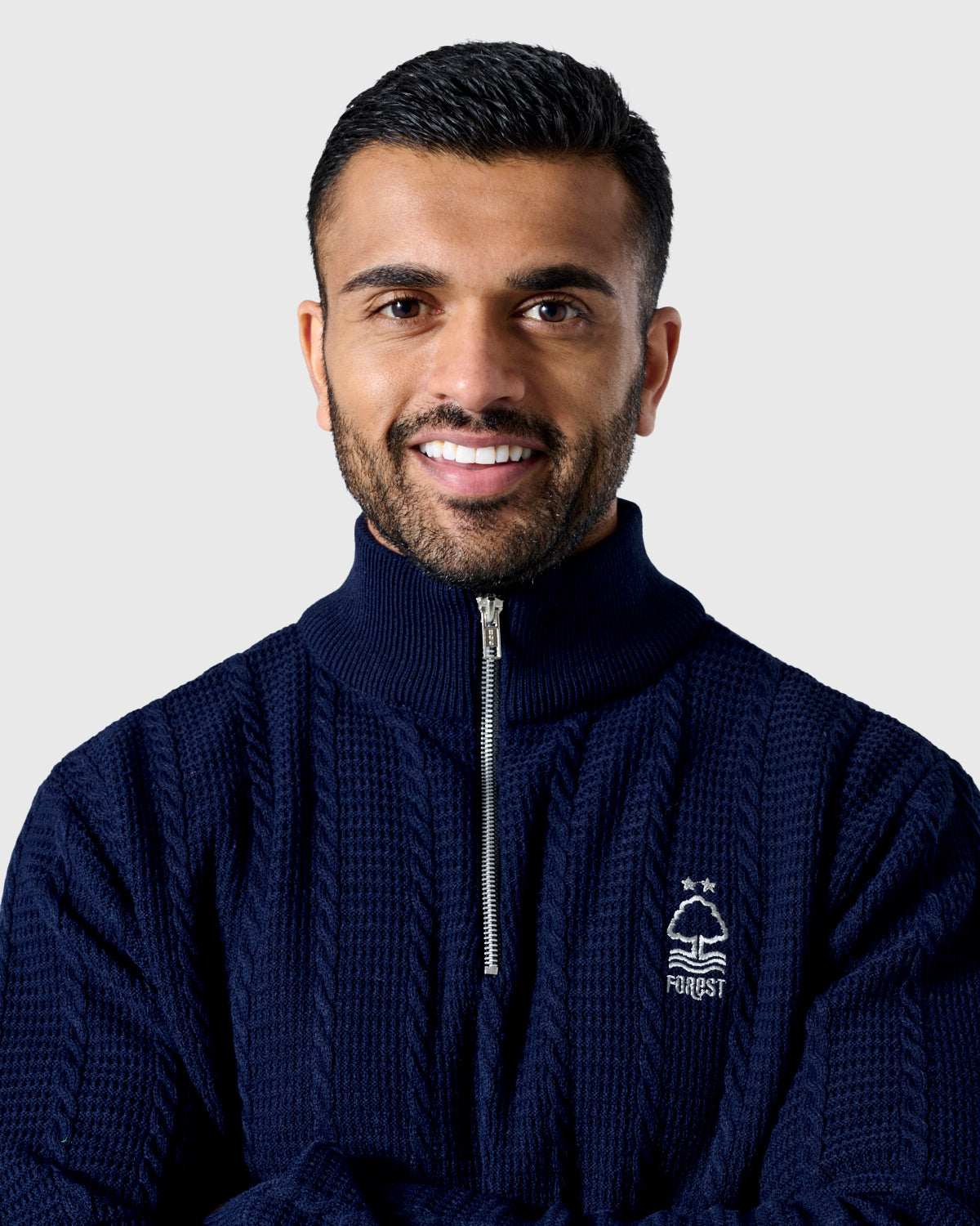 NFFC Navy Cable Knit 1/4 Zip Top