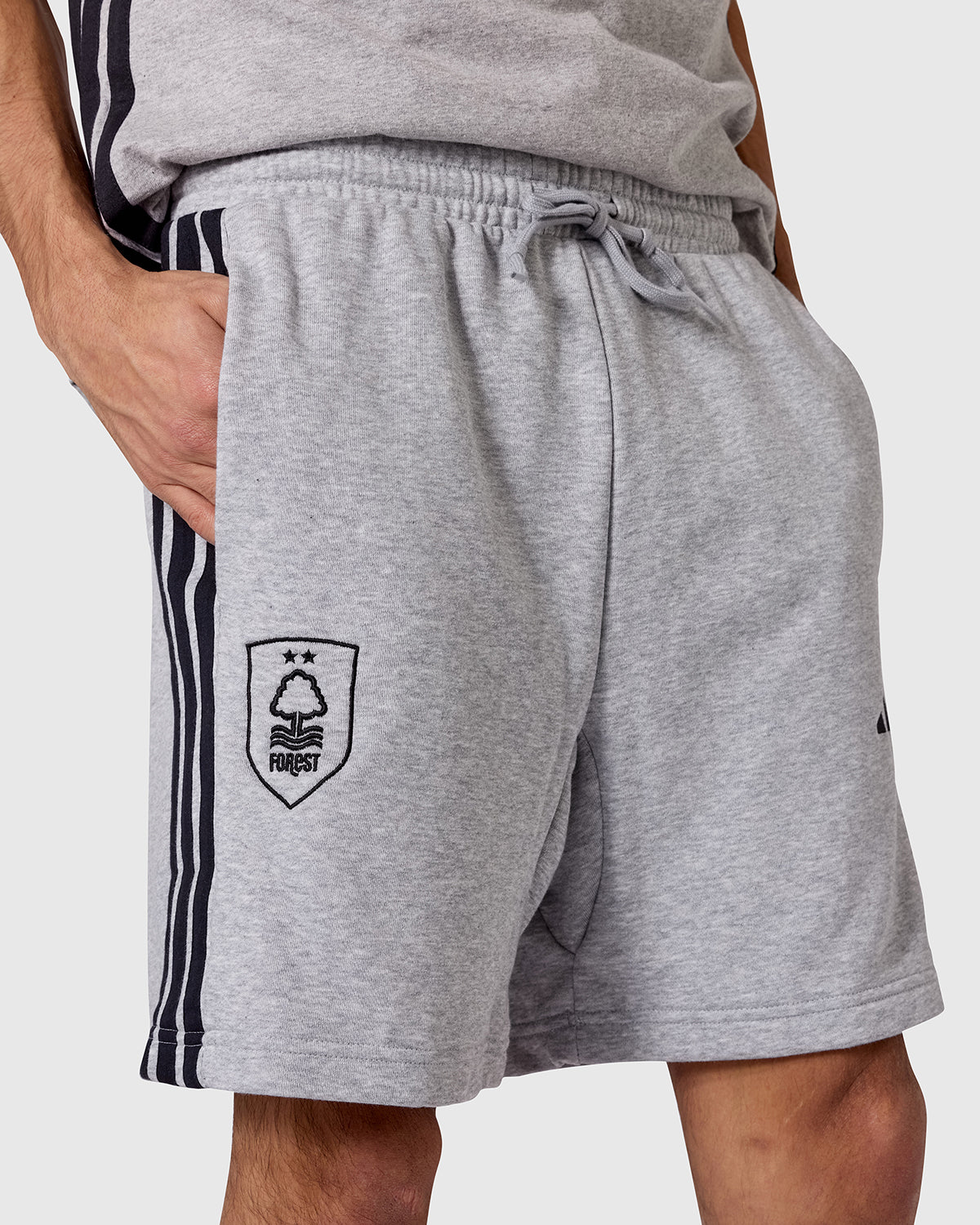 NFFC adidas Grey Marl 3-Stripe Shorts