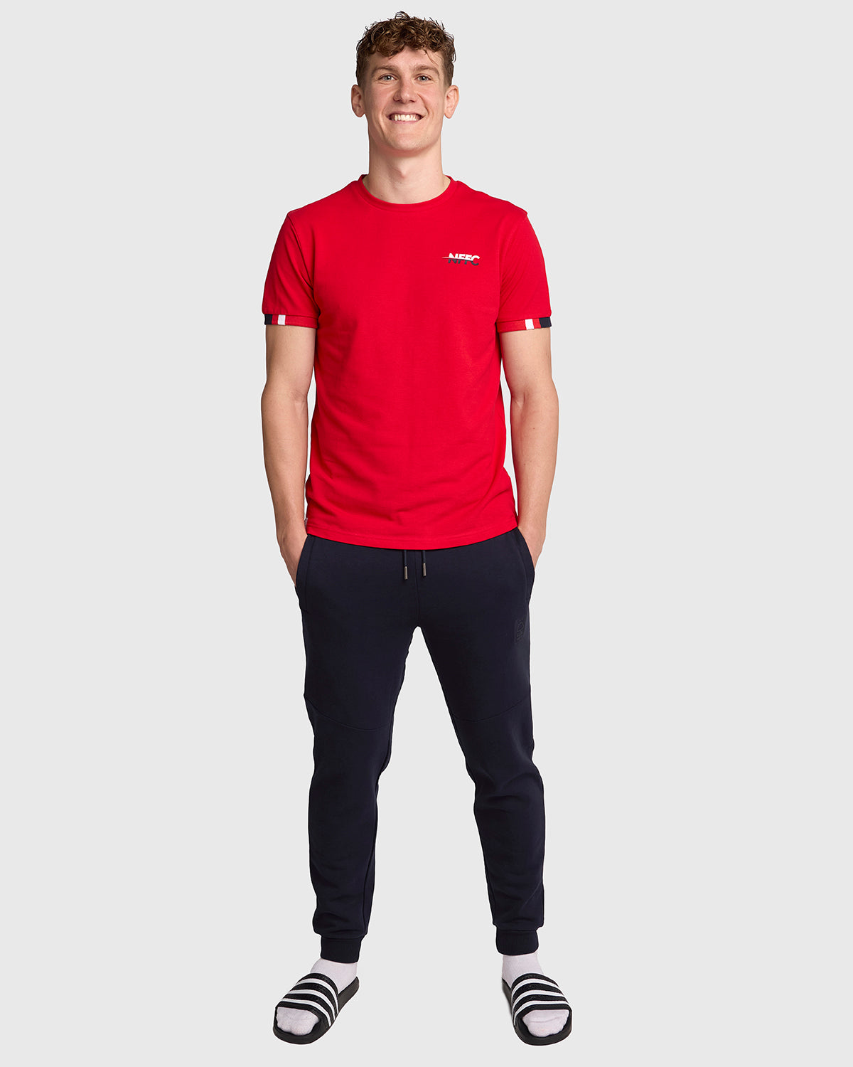 NFFC Red Club Colours Tipped Sleeve T-Shirt