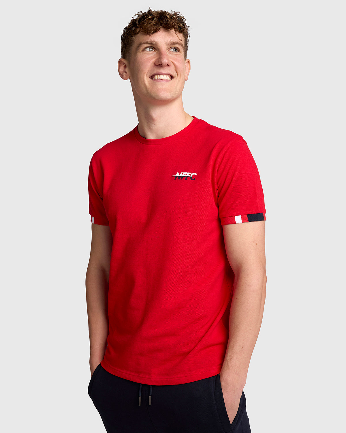 NFFC Red Club Colours Tipped Sleeve T-Shirt
