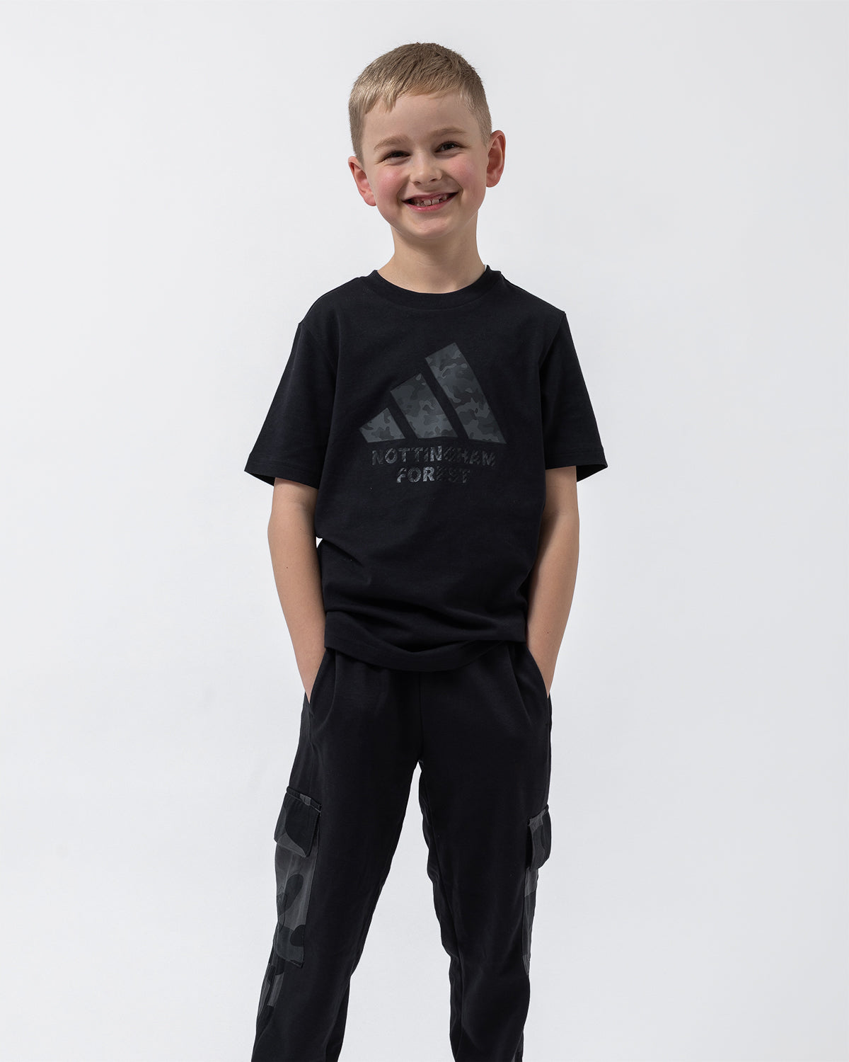 NFFC adidas Junior Black Camo Print T-Shirt