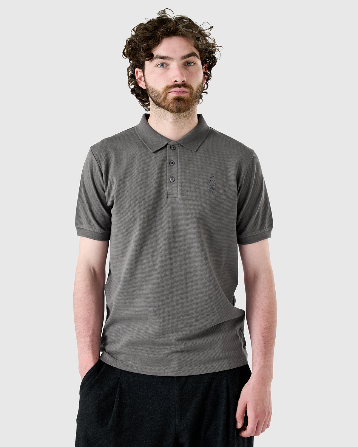 NFFC Charcoal Weekend Edit Waffle Polo