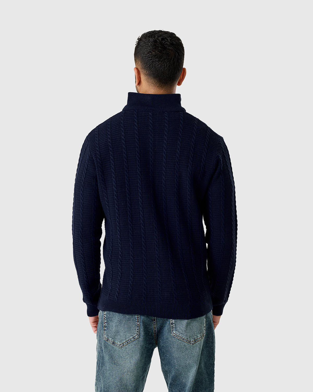 NFFC Navy Cable Knit Full Zip Top