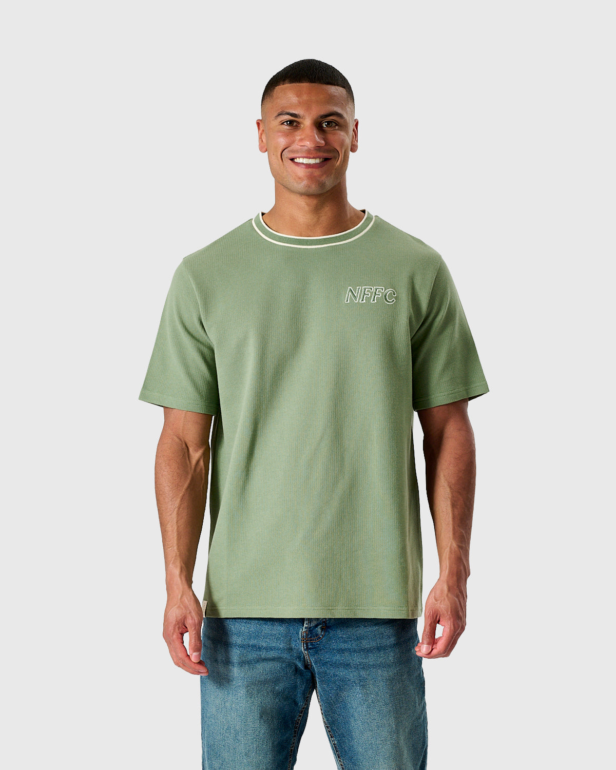 NFFC Embroidery Green Waffle Knit T-Shirt