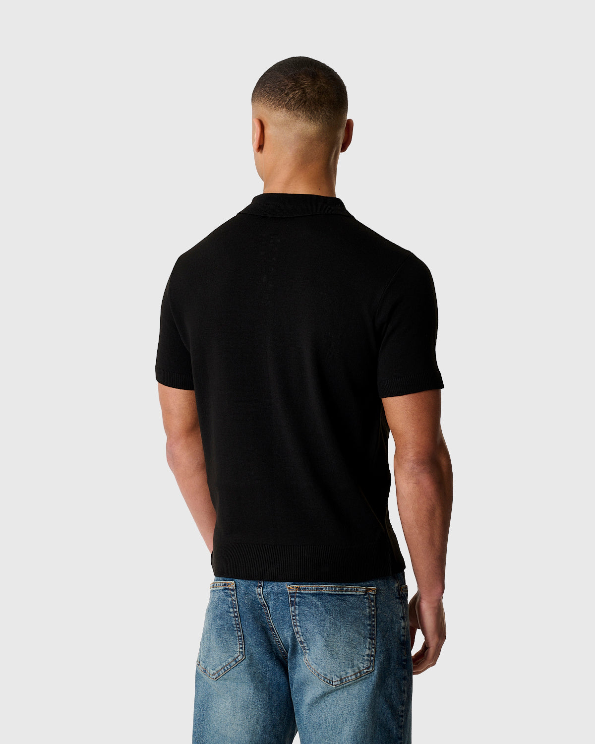 NFFC Black Essential Knit Short Sleeve Polo