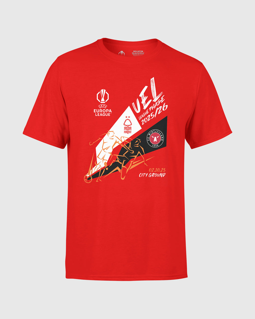 NFFC UEL 25/26 Nottingham Forest vs FC Midtjylland Red T-Shirt