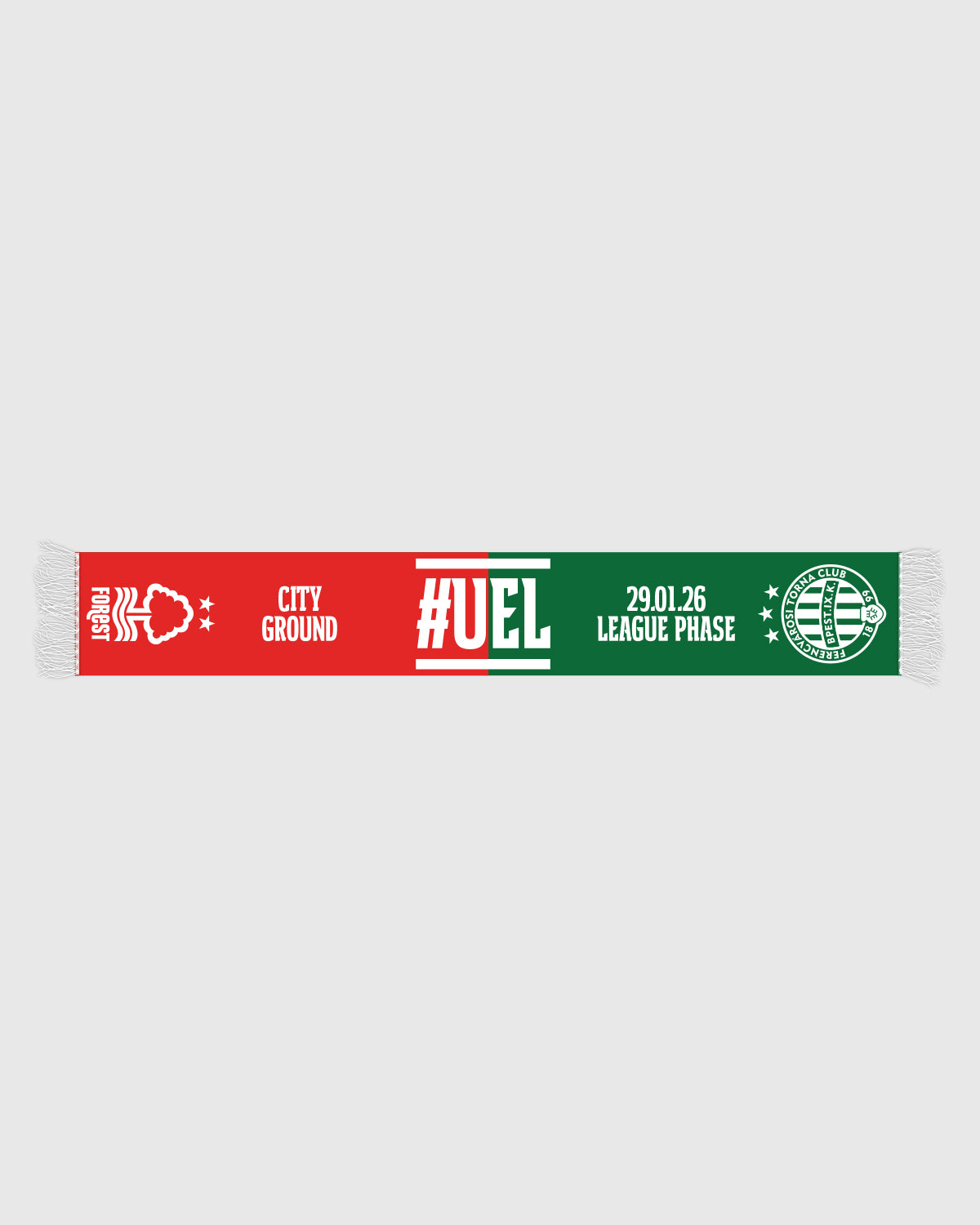 NFFC UEL 25/26 Nottingham Forest vs Ferencvárosi TC Half & Half Scarf