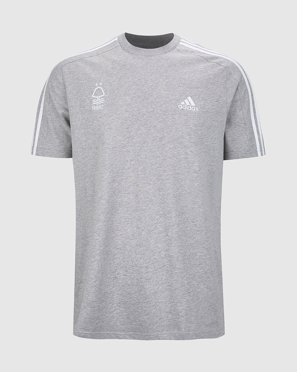 NFFC Adidas Essentials Grey 3-Stripe T-Shirt