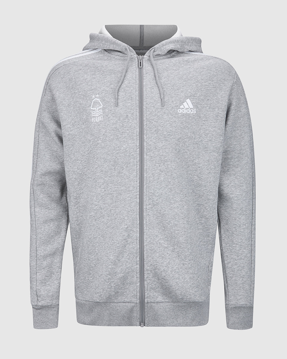 NFFC Adidas Essentials Grey 3-Stripe Full Zip Hoodie