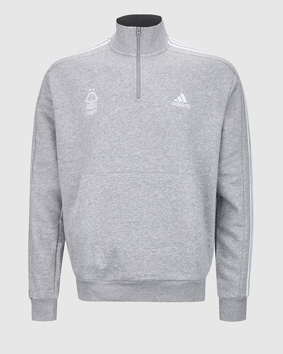 NFFC Adidas Essentials Grey 1/4 Zip 3-Stripe Top