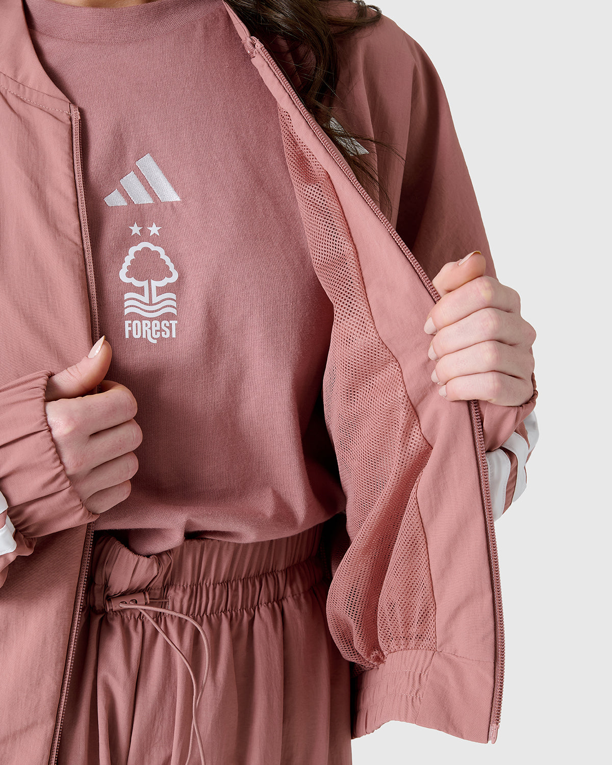 NFFC Adidas Women's 3-Stripe Pink Woven Bomber Jacket