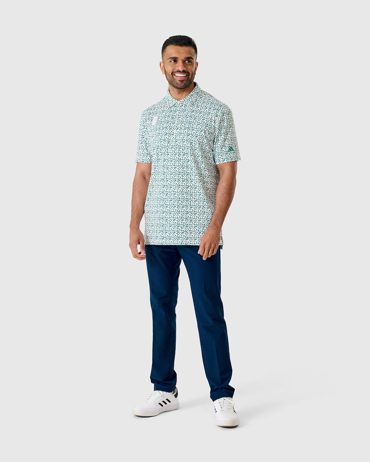 NFFC Adidas Golf Ultimate365 White Micro Argyle Polo