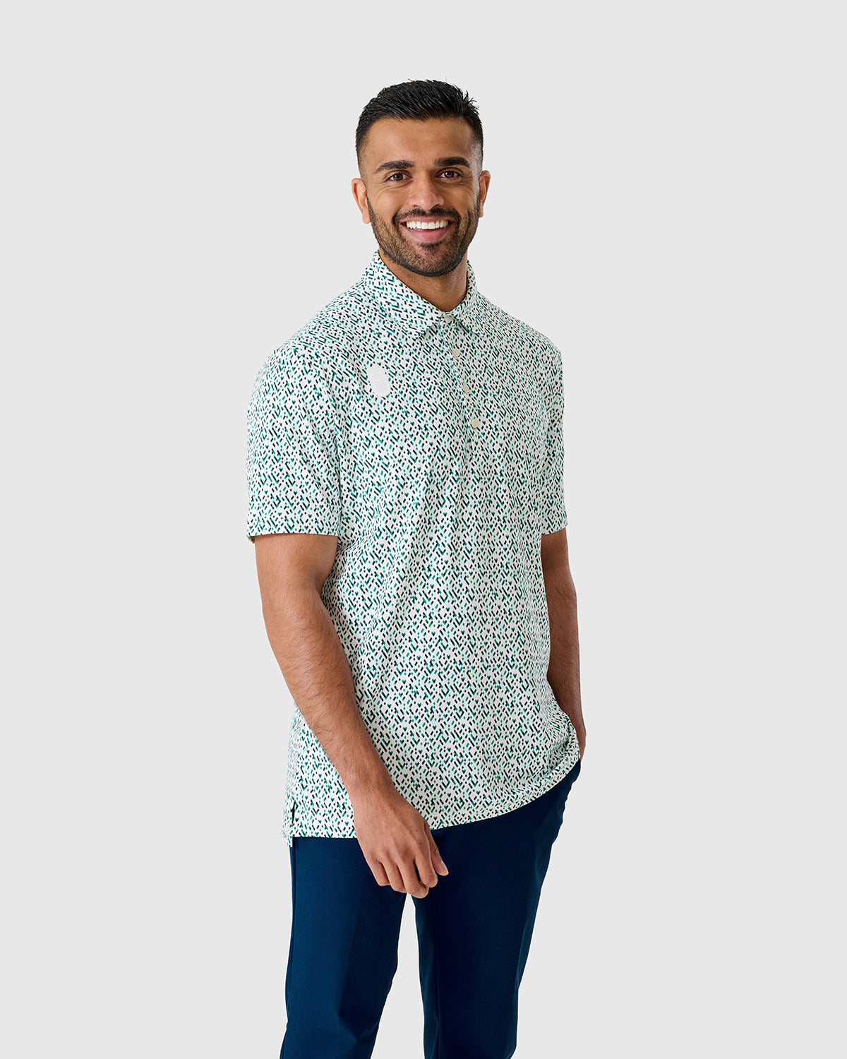 NFFC Adidas Golf Ultimate365 White Micro Argyle Polo
