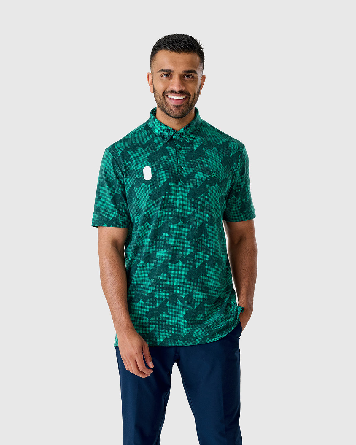 NFFC Adidas Golf Go-To Teal Print Polo
