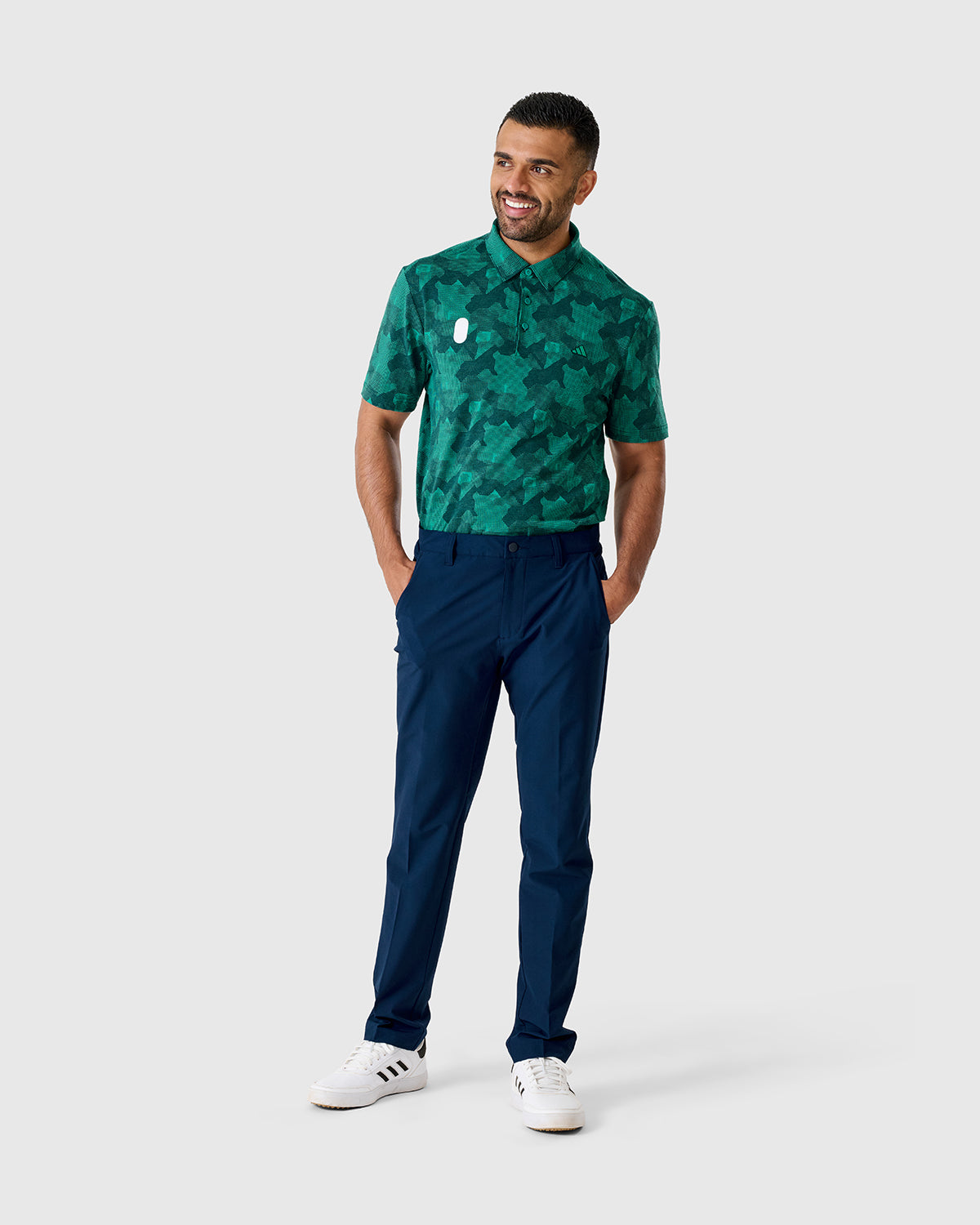 NFFC Adidas Golf Go-To Teal Print Polo
