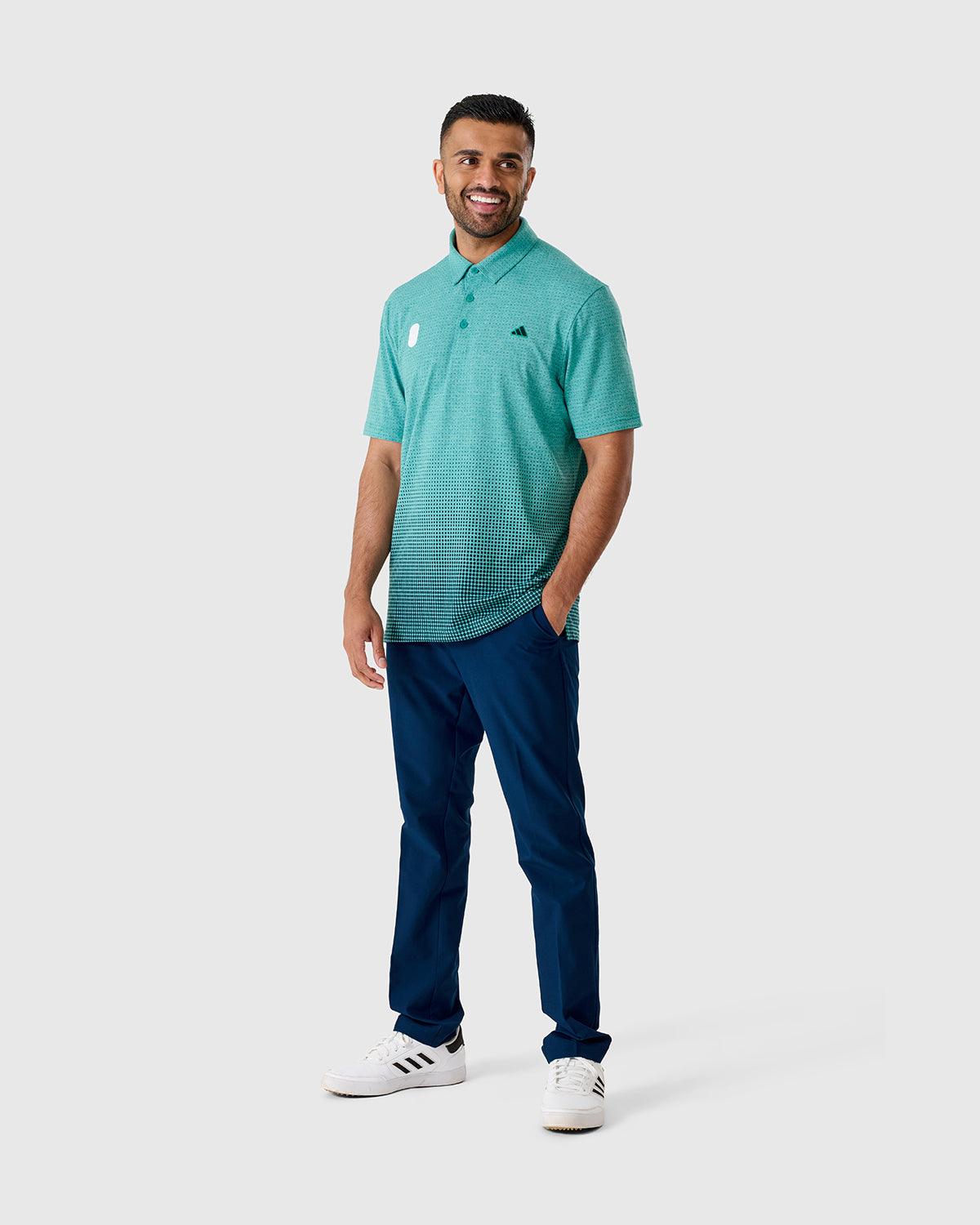NFFC Adidas Golf Go-To Teal Rise Print Polo