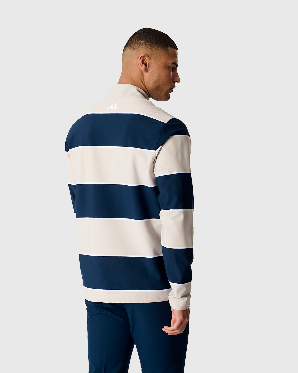 NFFC Adidas Golf Ultimate365 Navy Stripe 1/4 Zip Top