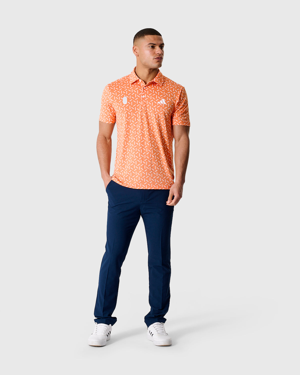 NFFC Adidas Golf Ultimate365 Orange Mesh Print Polo