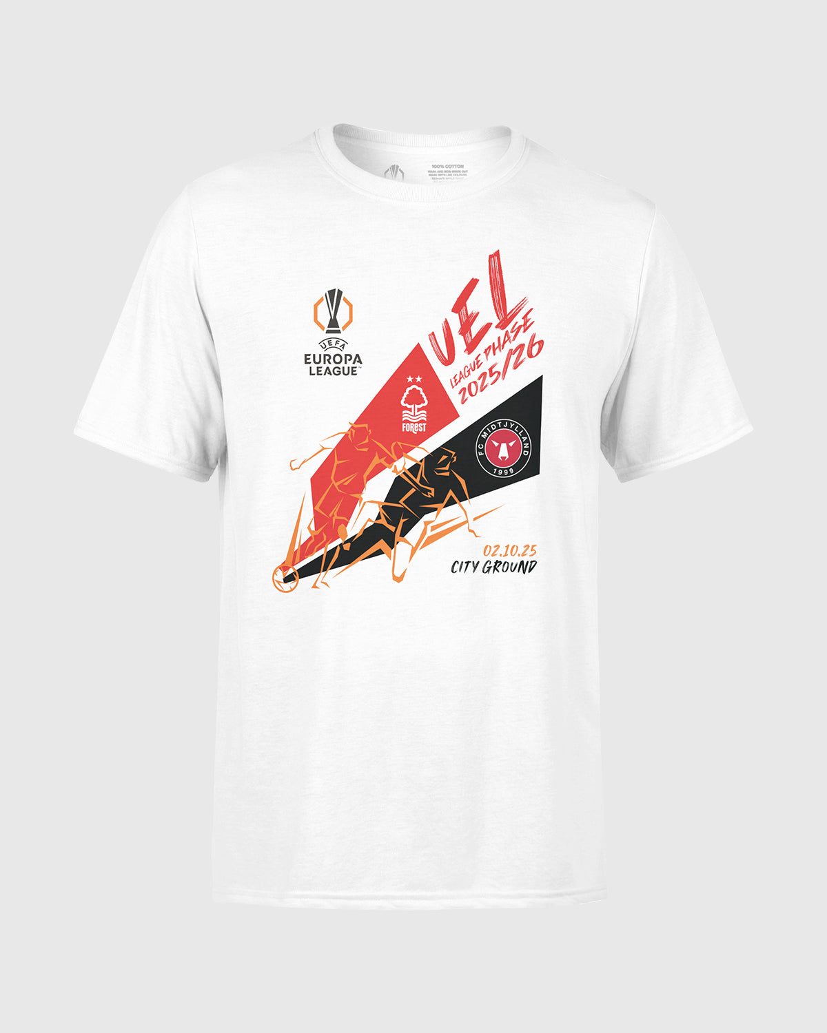 NFFC UEL 25/26 Nottingham Forest vs FC Midtjylland White T-Shirt