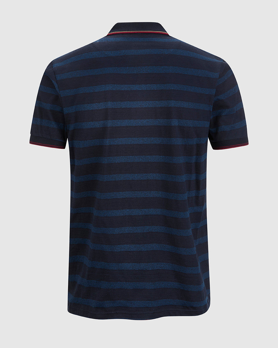 NFFC Navy Yarn Dyed Striped Polo