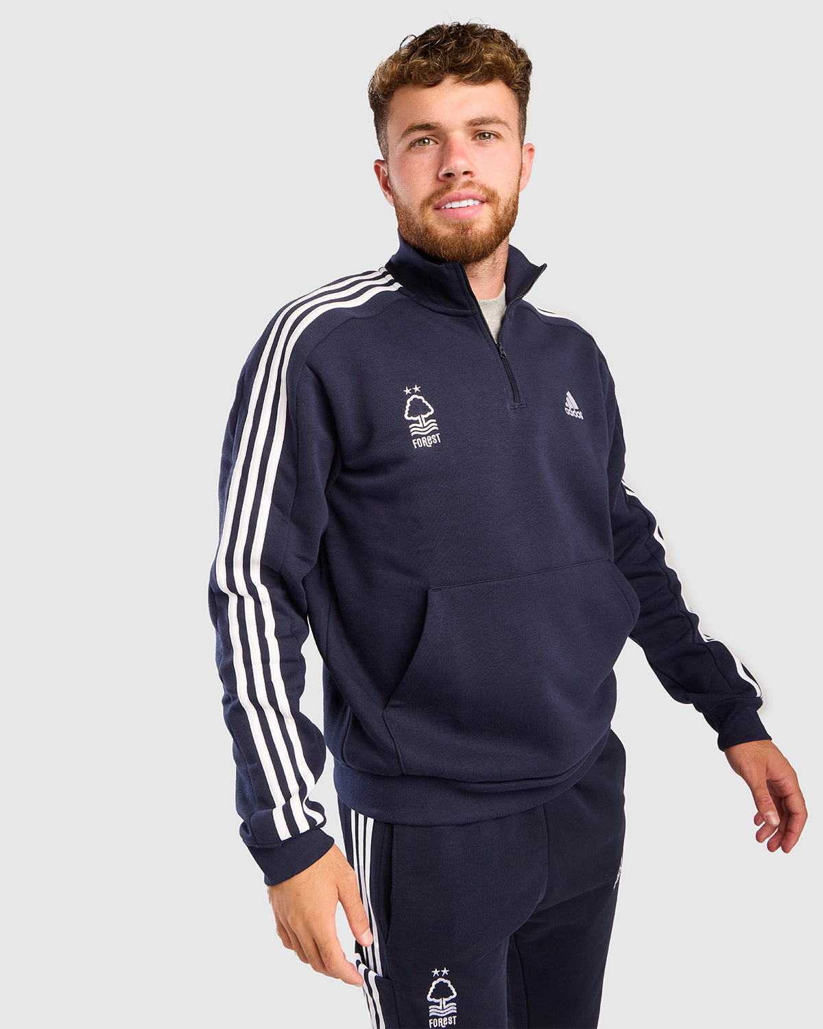 NFFC Adidas Essentials Navy 1/4 Zip 3-Stripe Top