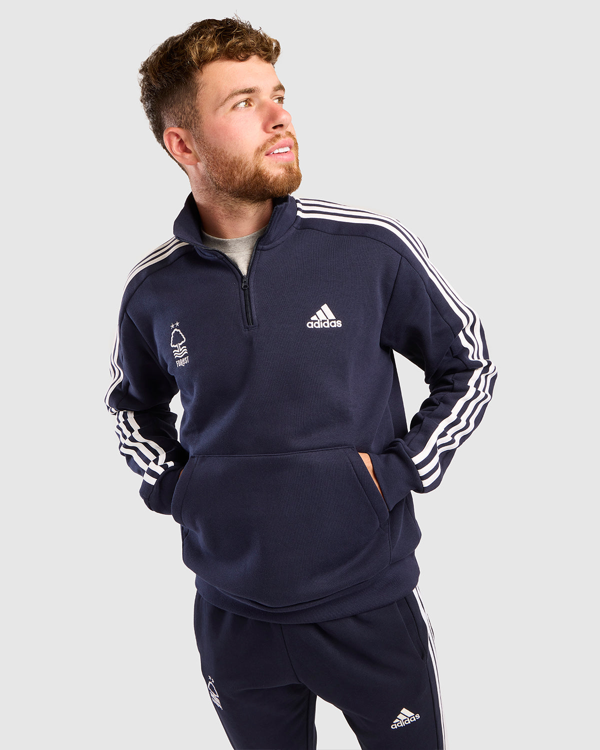 NFFC Adidas Essentials Navy 1/4 Zip 3-Stripe Top