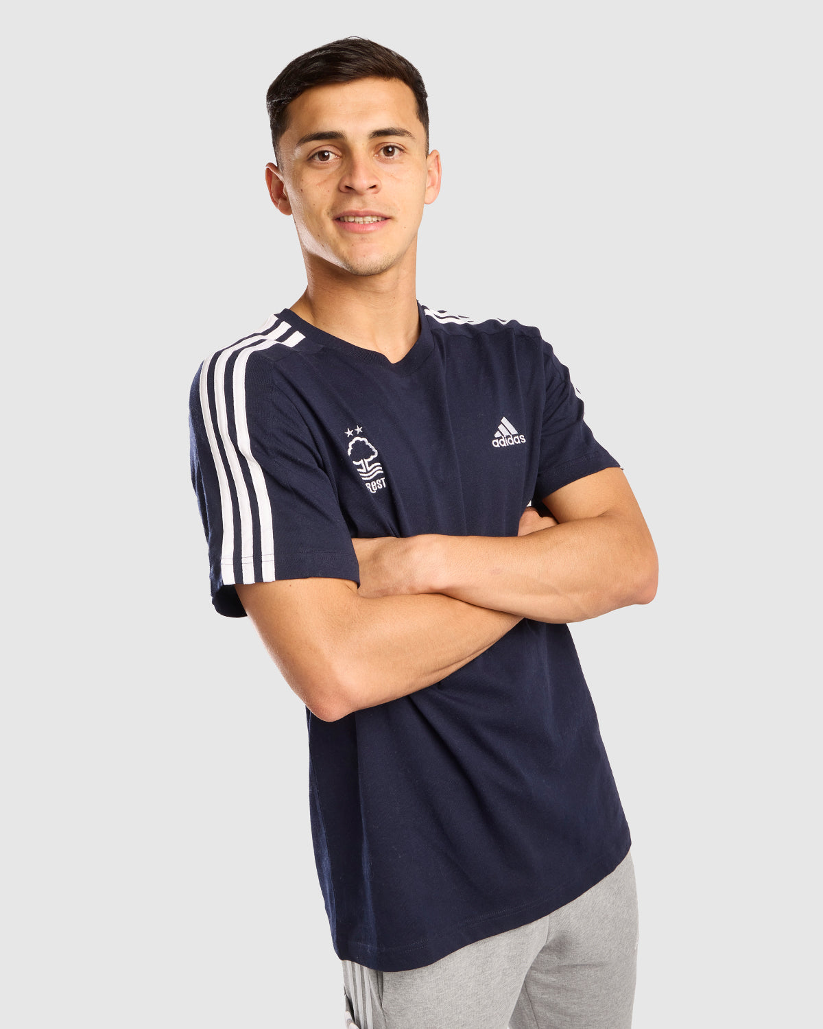 NFFC Adidas Essentials Navy 3-Stripe T-Shirt