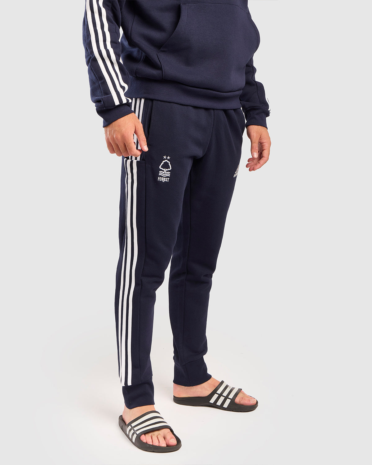 NFFC Adidas Essentials Navy Tapered Cuff 3-Stripe Joggers