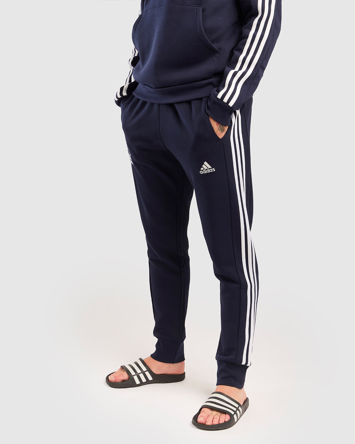 NFFC Adidas Essentials Navy Tapered Cuff 3-Stripe Joggers