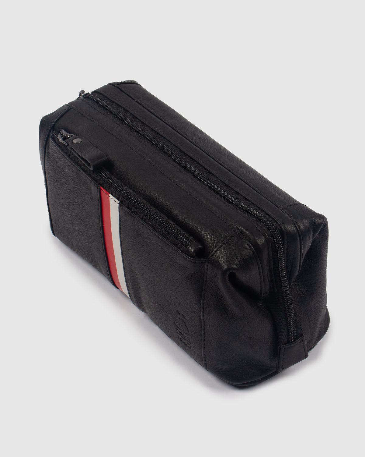 NFFC Black Leather Banded Wash Bag
