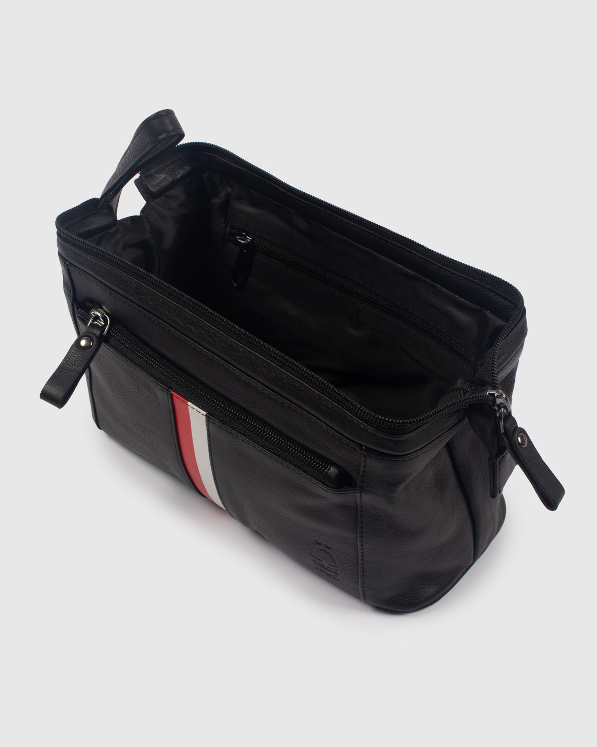 NFFC Black Leather Banded Wash Bag