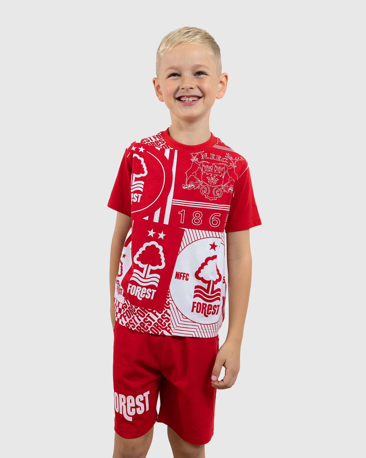 NFFC Junior Red Short Sleeve Flag Pyjama Set