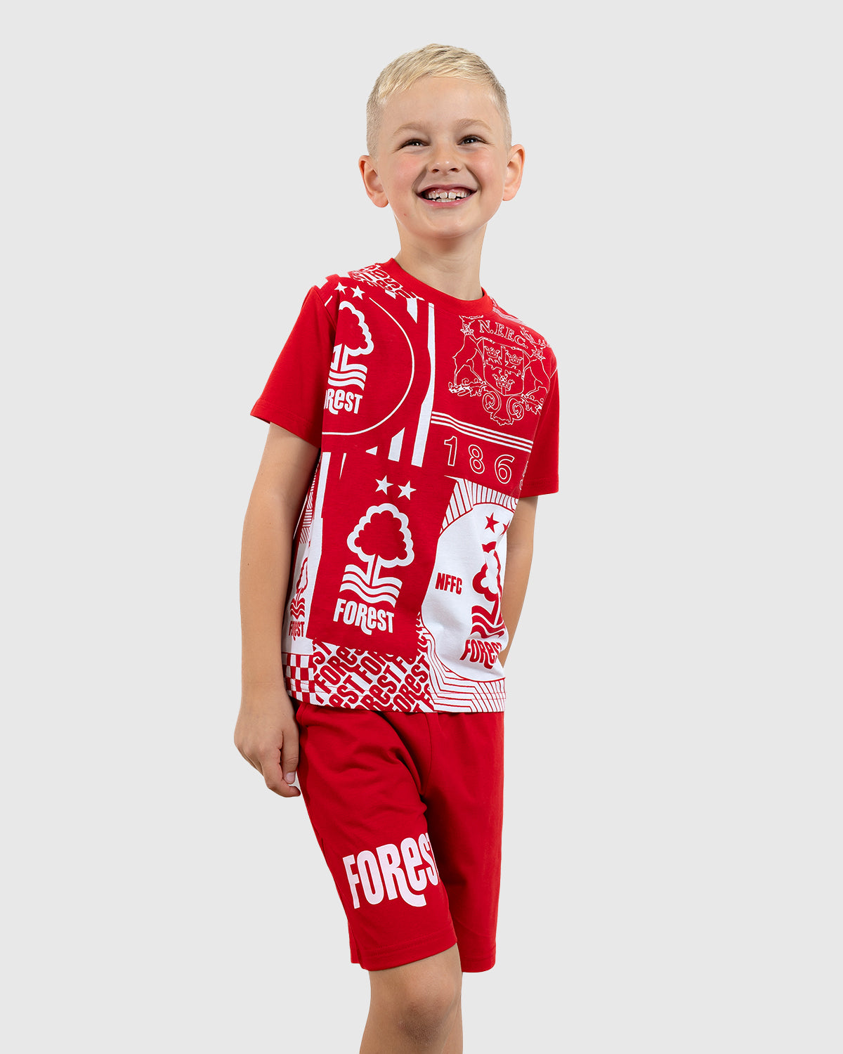 NFFC Junior Red Short Sleeve Flag Pyjama Set