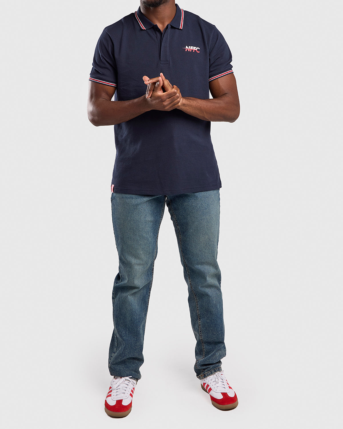 NFFC Navy Club Colours Hidden Placket Polo