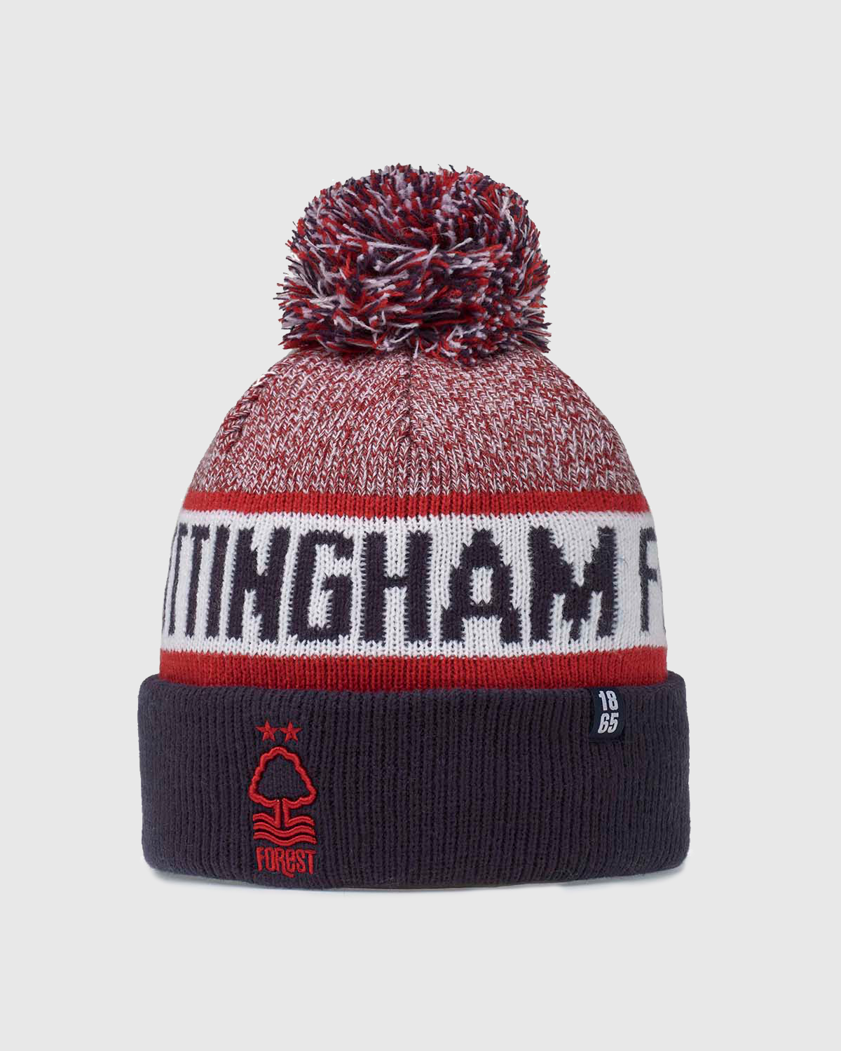 NFFC Red Marl 1865 Cuff Knit Bobble Hat