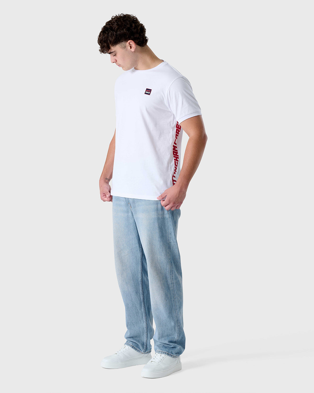 NFFC White Sports Casual Vertical Print T-Shirt