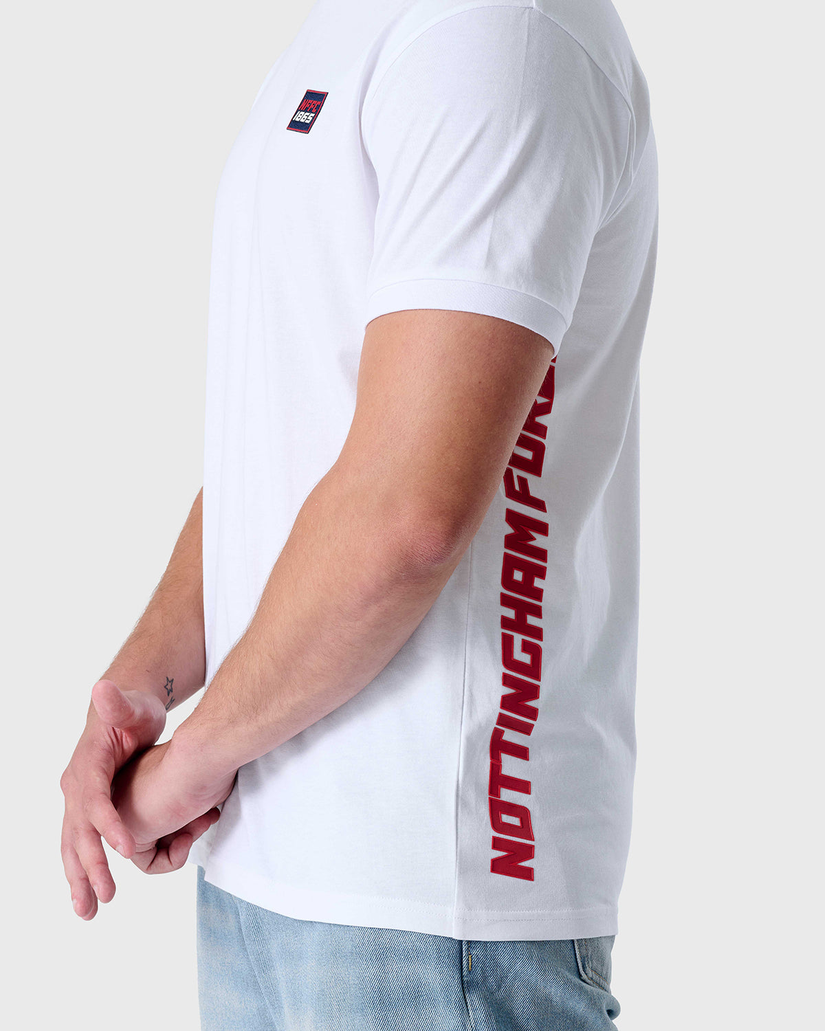 NFFC White Sports Casual Vertical Print T-Shirt
