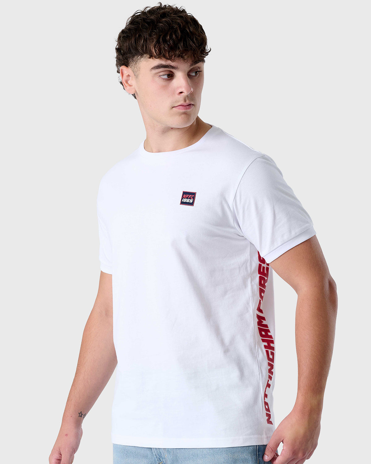 NFFC White Sports Casual Vertical Print T-Shirt