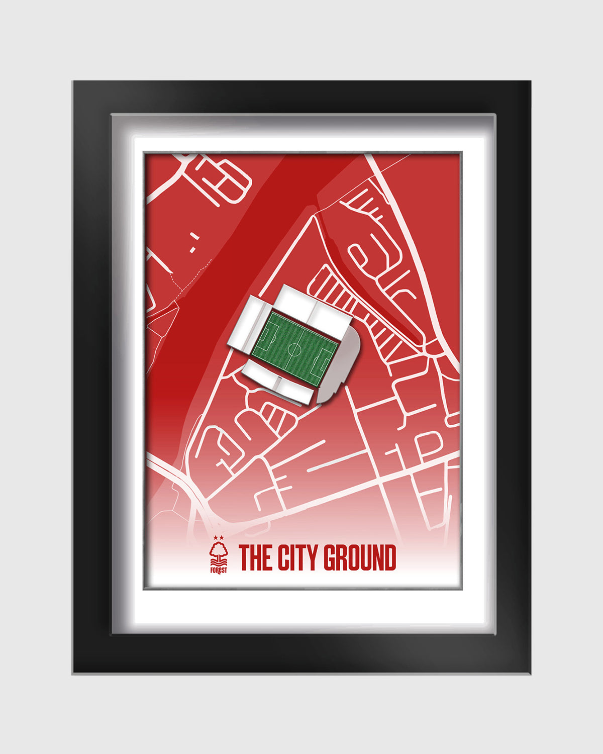 NFFC Stadium Map Tempered Glass Framed Print - 8 x 6