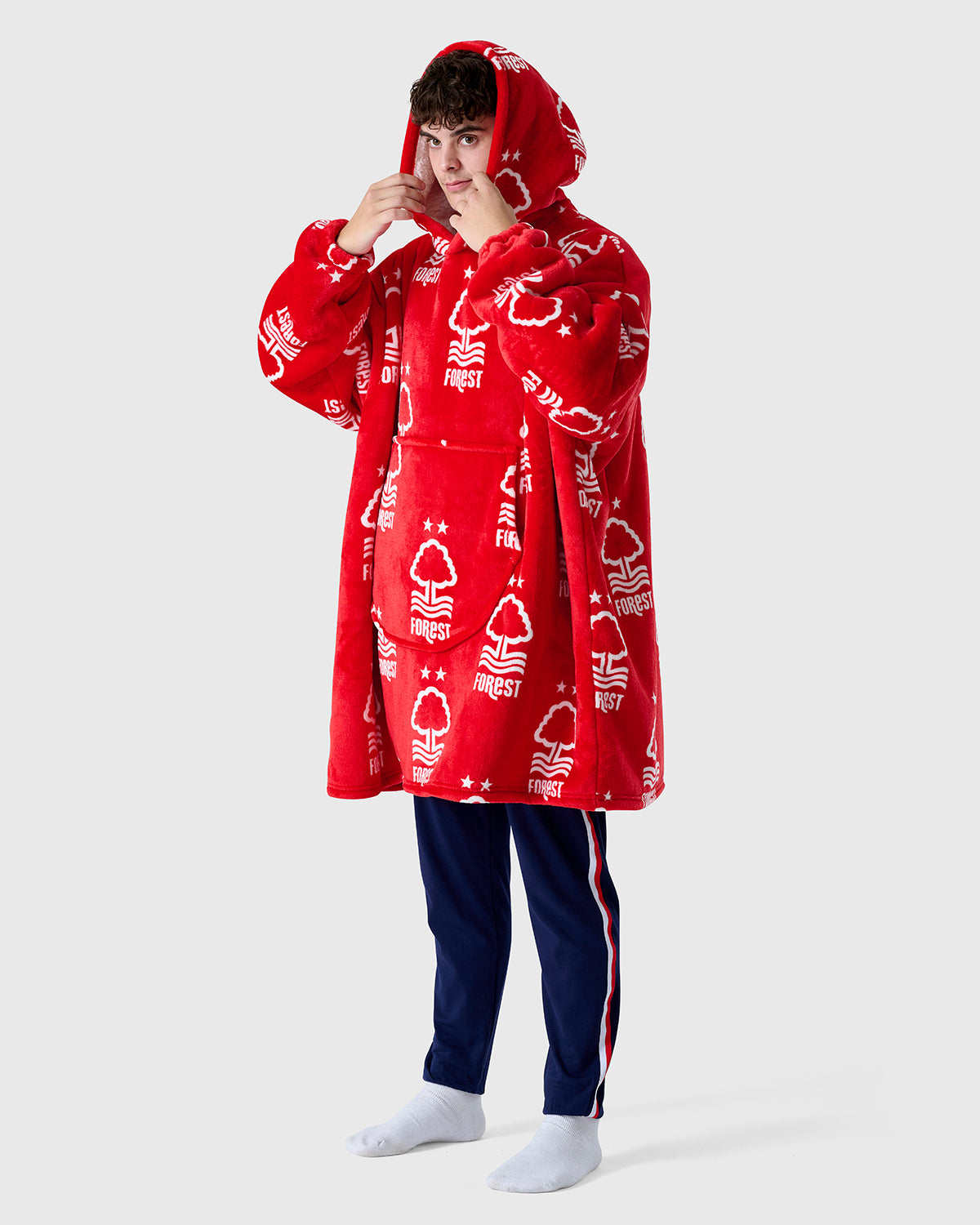 NFFC Red AOP Oversized Sherpa Hoodie