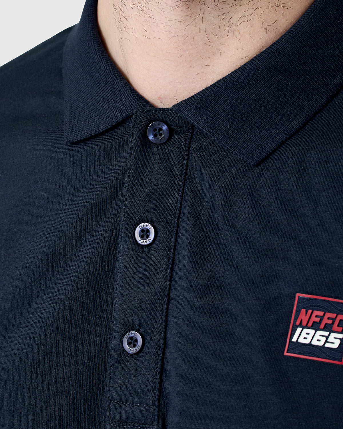 NFFC Navy Sports Casual Tipped Sleeve Polo