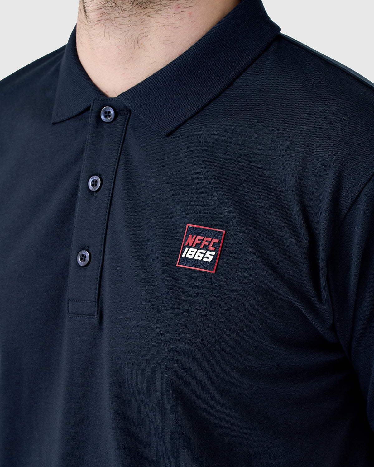 NFFC Navy Sports Casual Tipped Sleeve Polo
