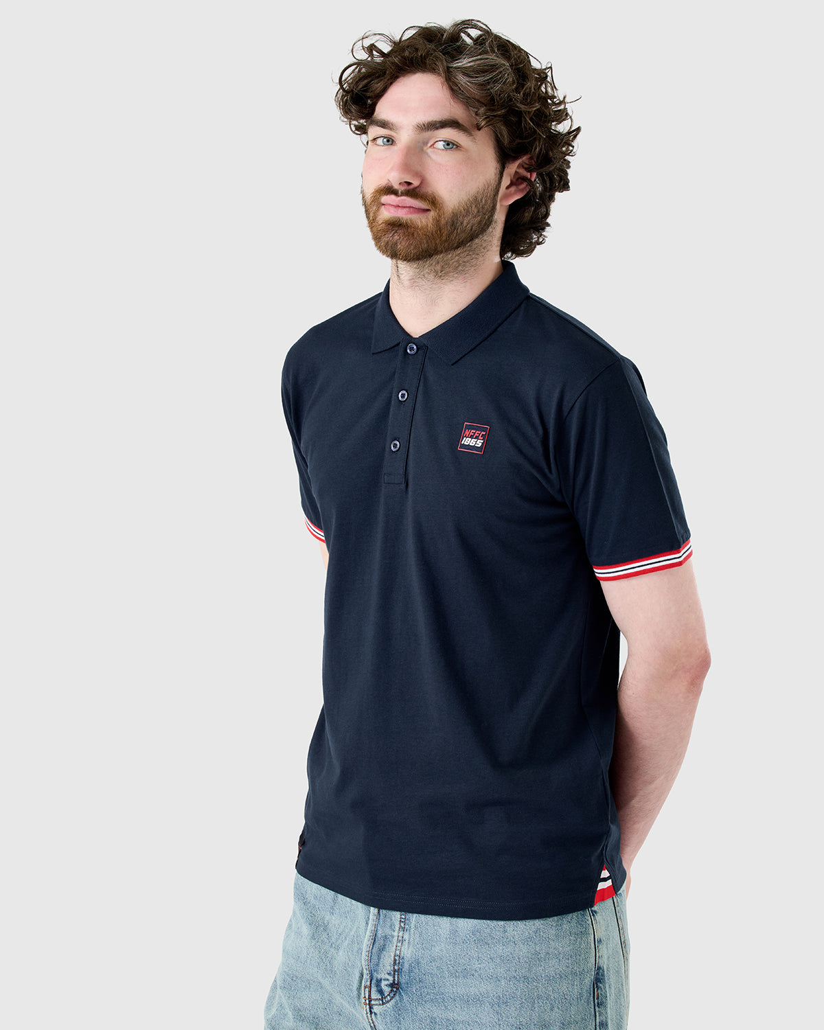 NFFC Navy Sports Casual Tipped Sleeve Polo