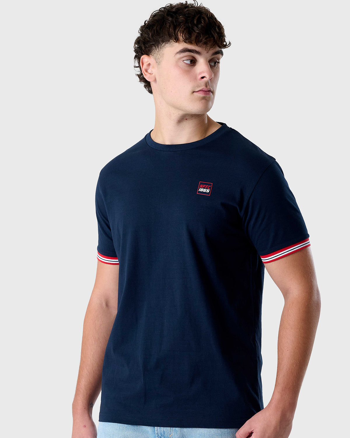 NFFC Navy Sports Casual Tipped Sleeve T-Shirt