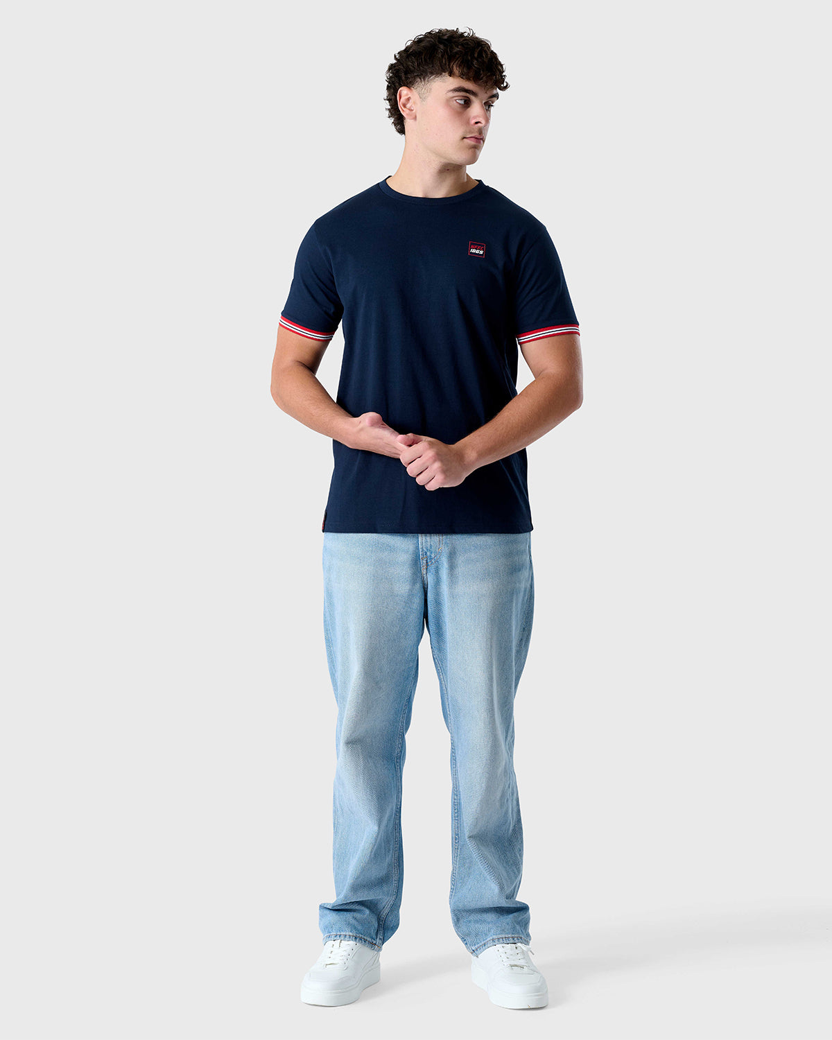 NFFC Navy Sports Casual Tipped Sleeve T-Shirt