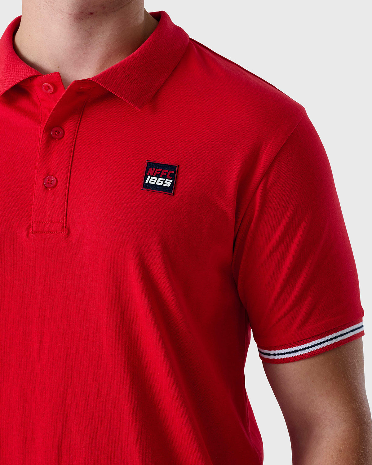 NFFC Red Sports Casual Tipped Sleeve Polo