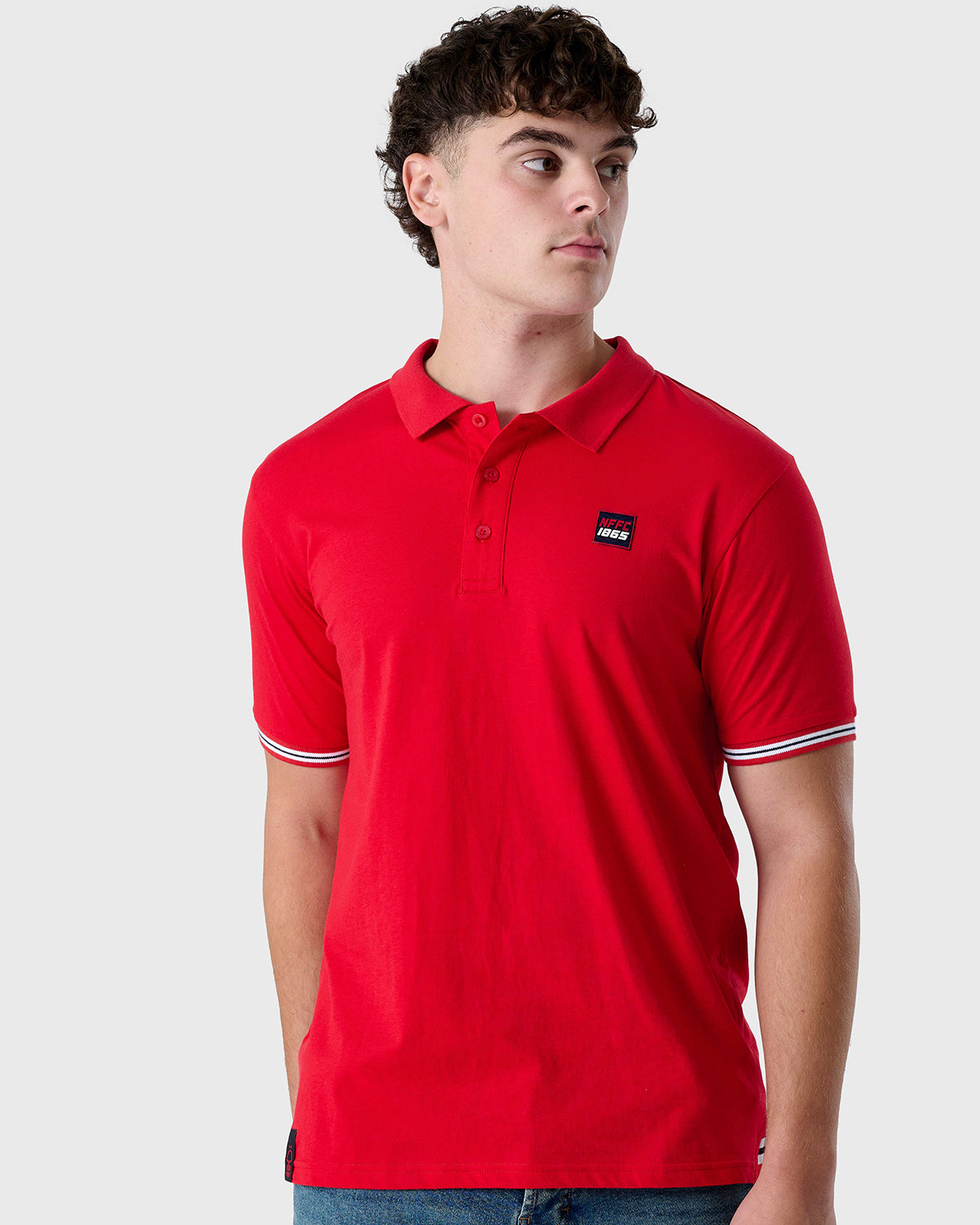 NFFC Red Sports Casual Tipped Sleeve Polo