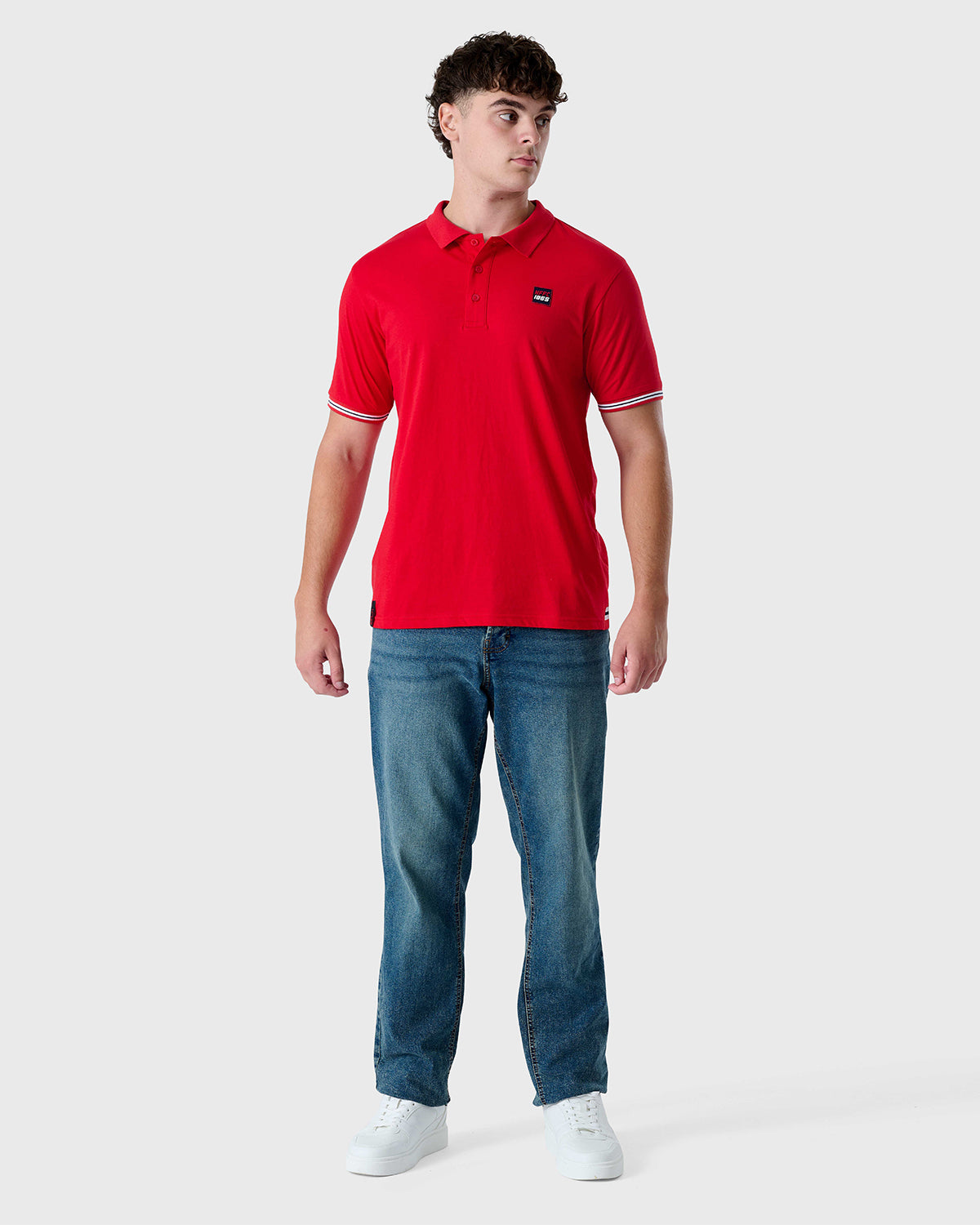 NFFC Red Sports Casual Tipped Sleeve Polo